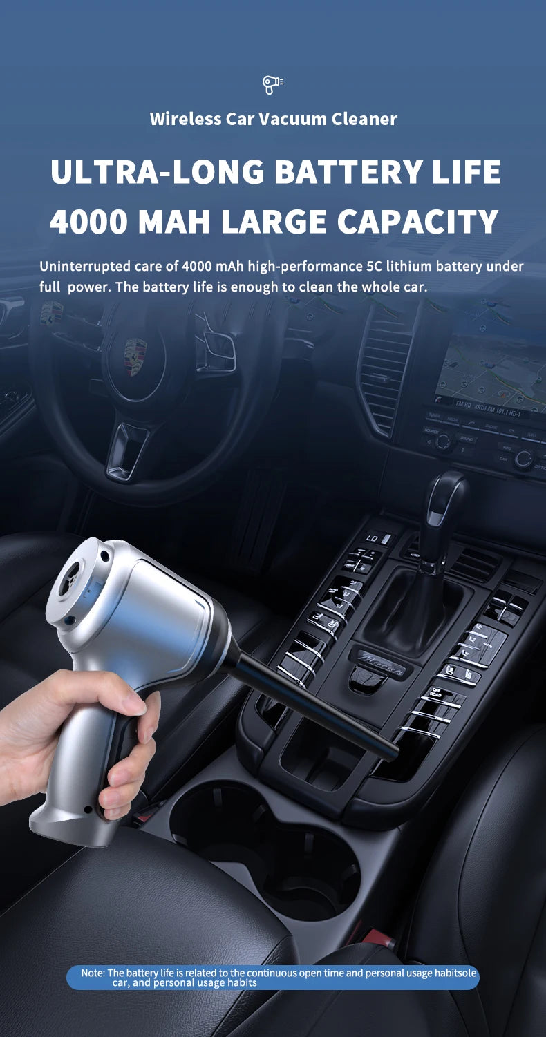 Portable Wireless Car Vacuum – 4-in-1 Handheld Cleaner for Home & Auto