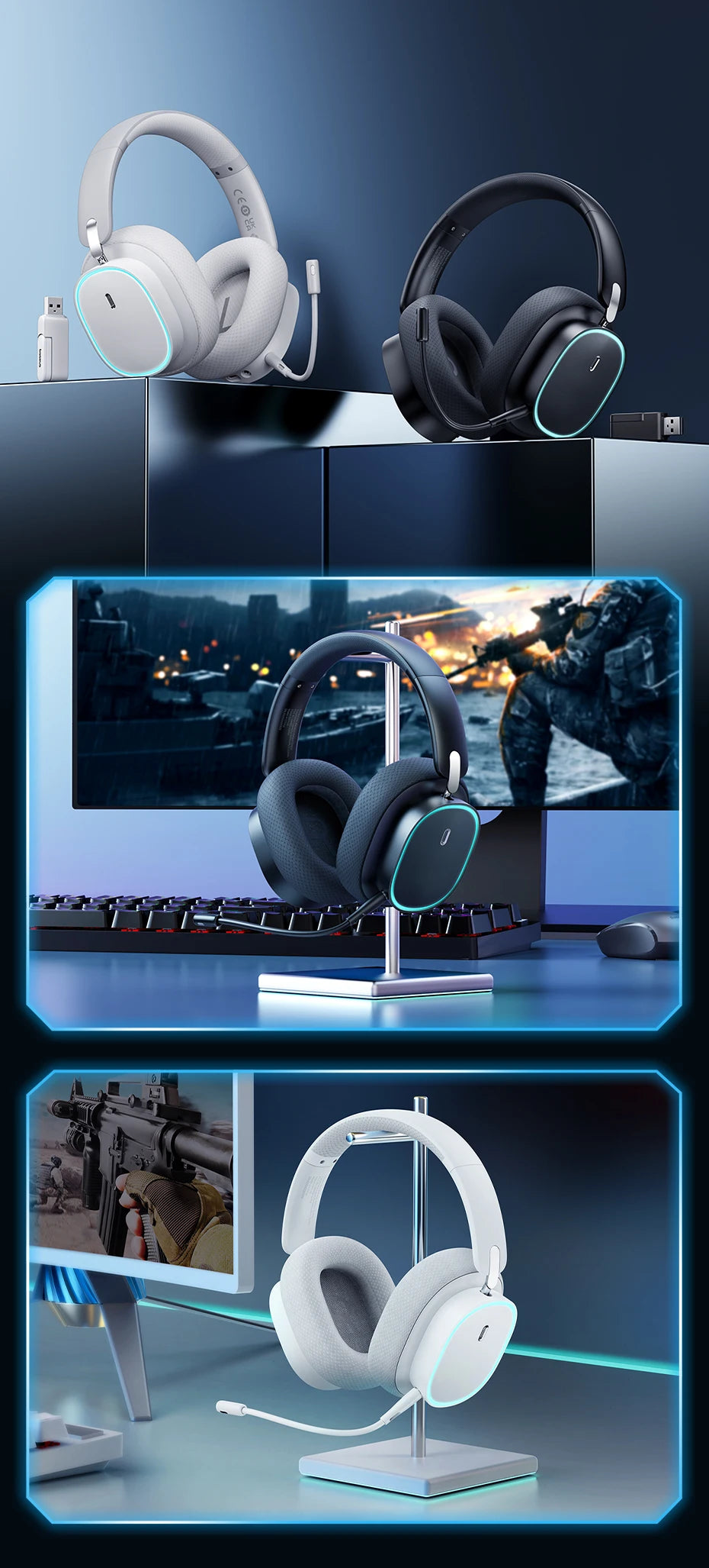 Baseus GH02 Wireless Gaming Headphones – Bluetooth 5.3 & RGB Lighting