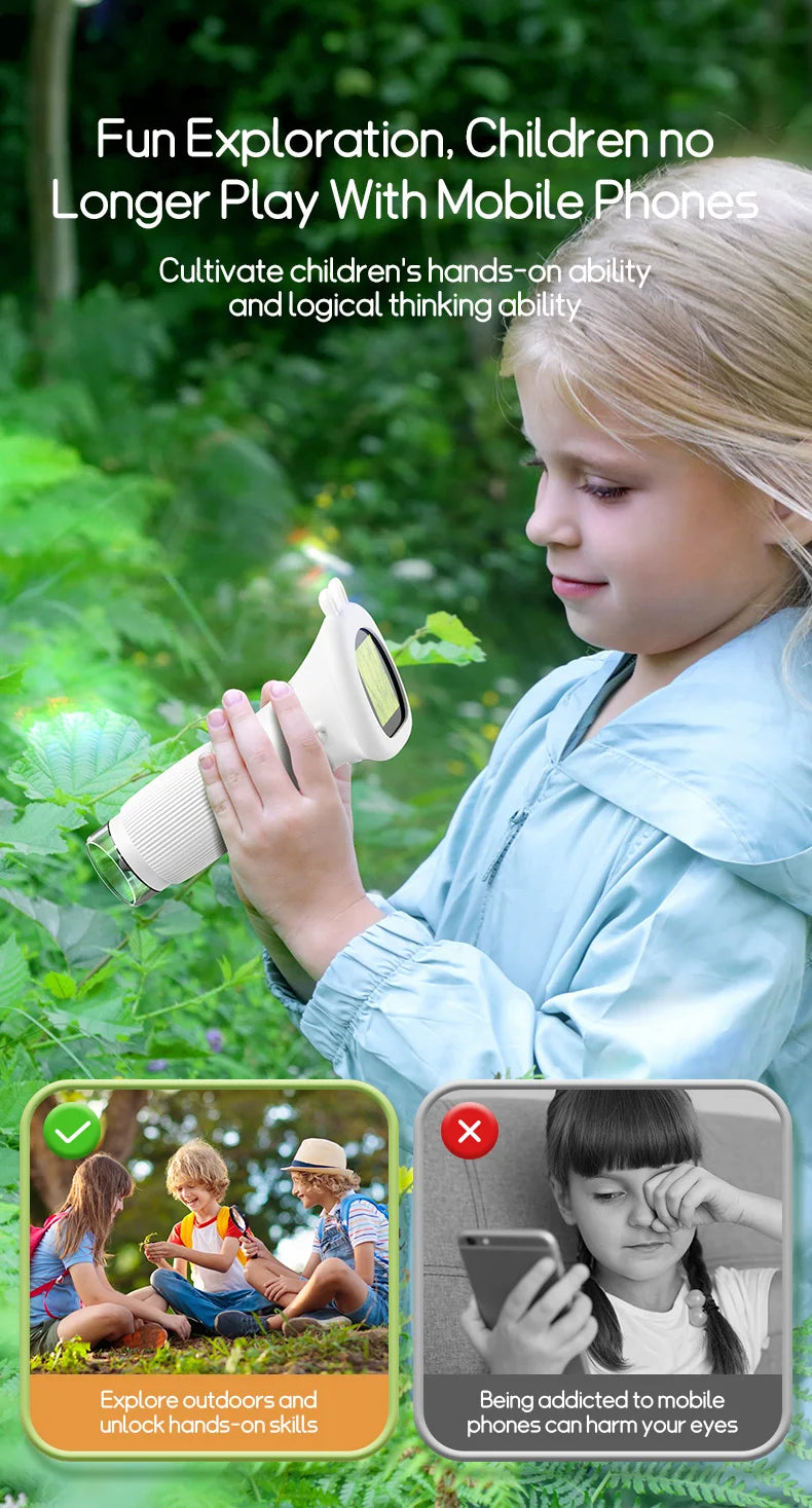 Mini Microscope for Kids – 2" Screen with 1000x Zoom, Educational Gift