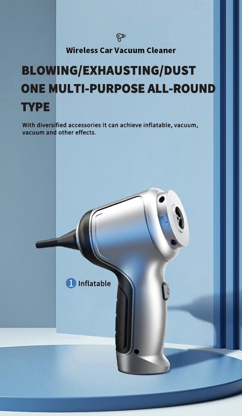 Portable Wireless Car Vacuum – 4-in-1 Handheld Cleaner for Home & Auto