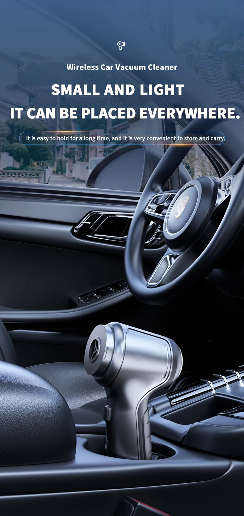 Portable Wireless Car Vacuum – 4-in-1 Handheld Cleaner for Home & Auto