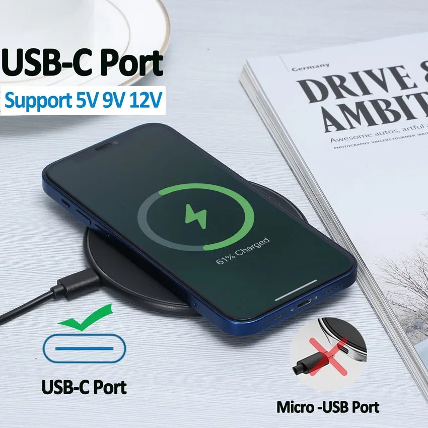 Fast Wireless Charging Pad – Compatible with iPhone & Samsung