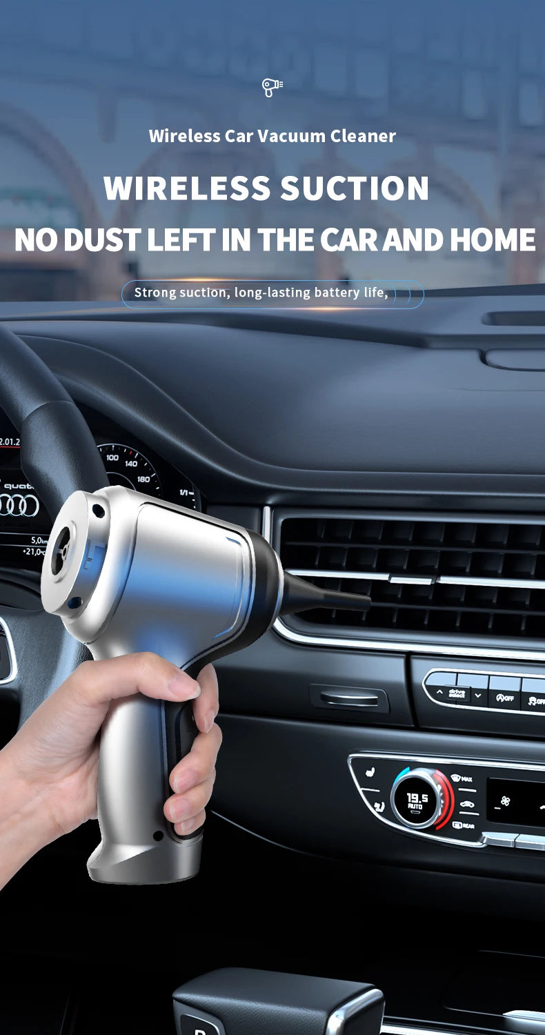 Portable Wireless Car Vacuum – 4-in-1 Handheld Cleaner for Home & Auto