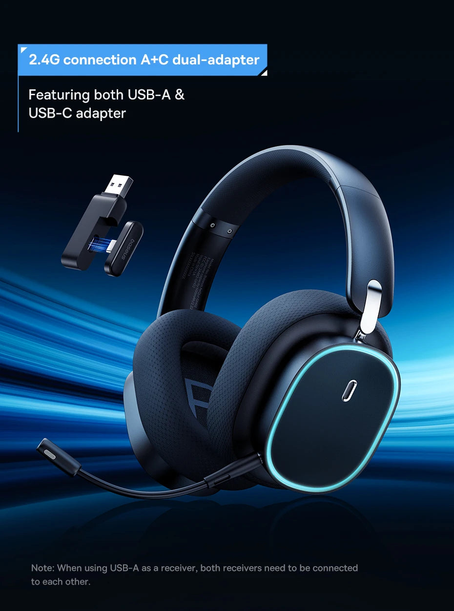 Baseus GH02 Wireless Gaming Headphones – Bluetooth 5.3 & RGB Lighting