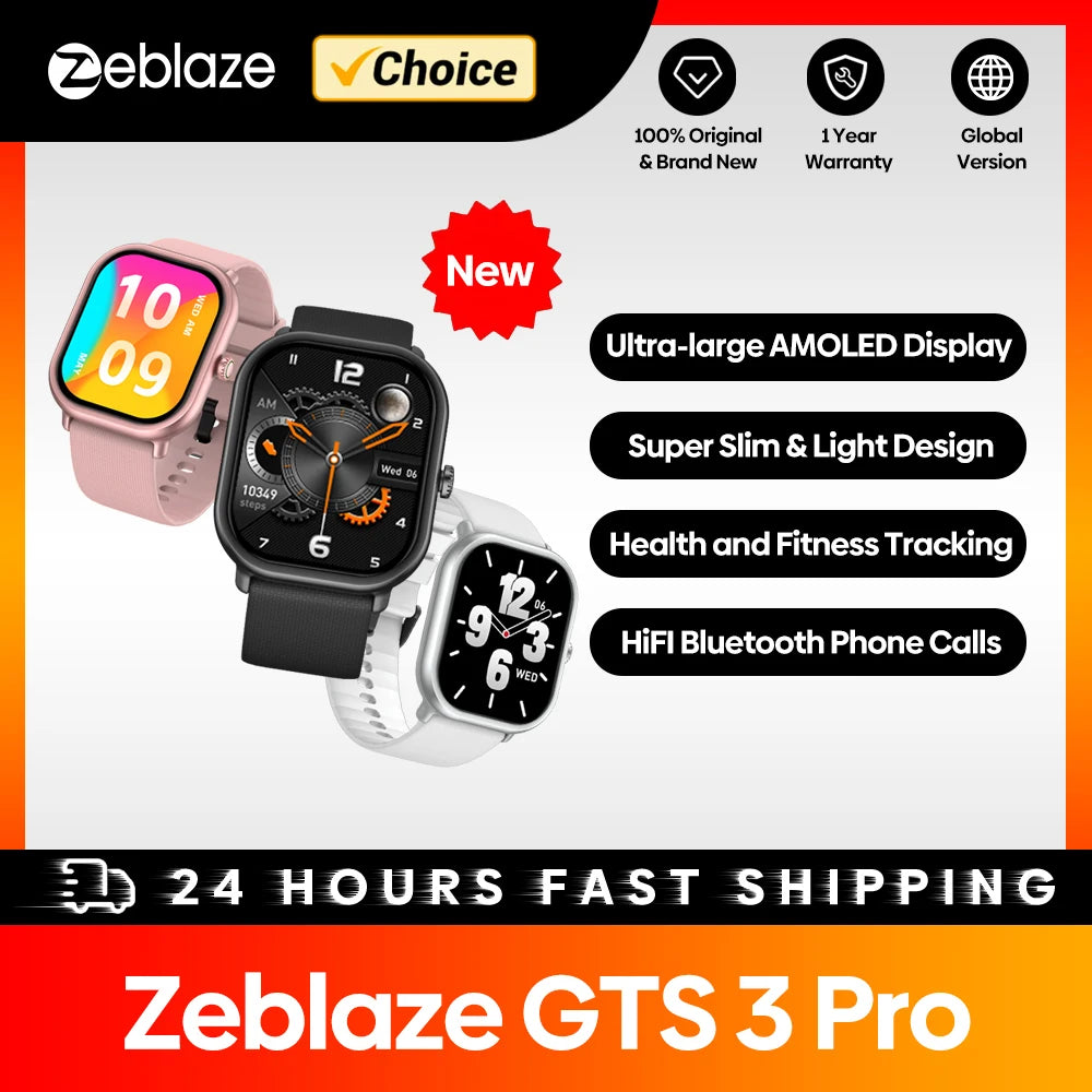 Zeblaze GTS 3 Pro – Smartwatch with AMOLED Screen & Health Monitor