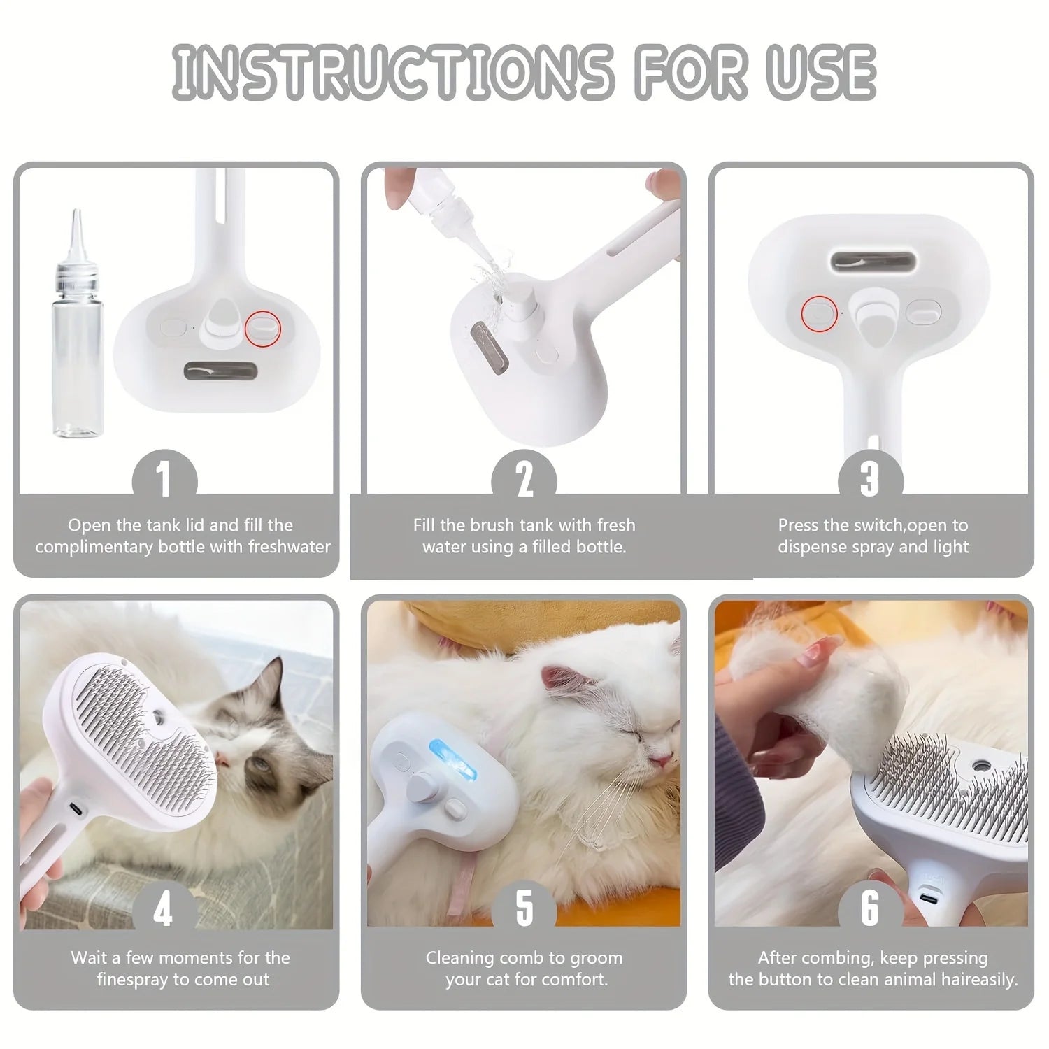Pet Spray Grooming Comb – De-Shedding & Styling Tool for Dogs & Cats
