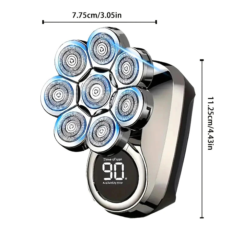 Waterproof 9D Head Shaver – IPX7 Rotary Electric Razor for Bald Men
