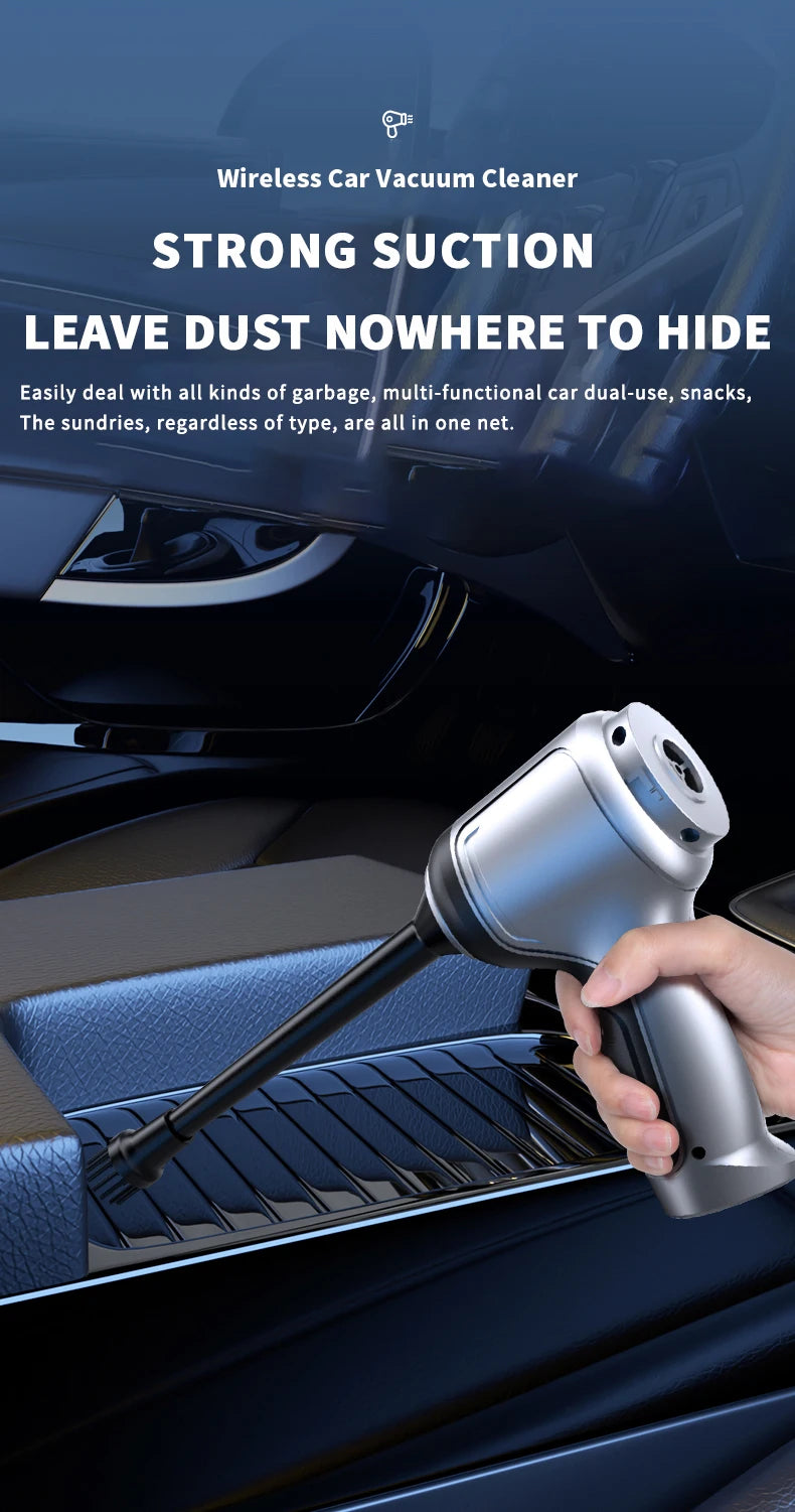 Portable Wireless Car Vacuum – 4-in-1 Handheld Cleaner for Home & Auto