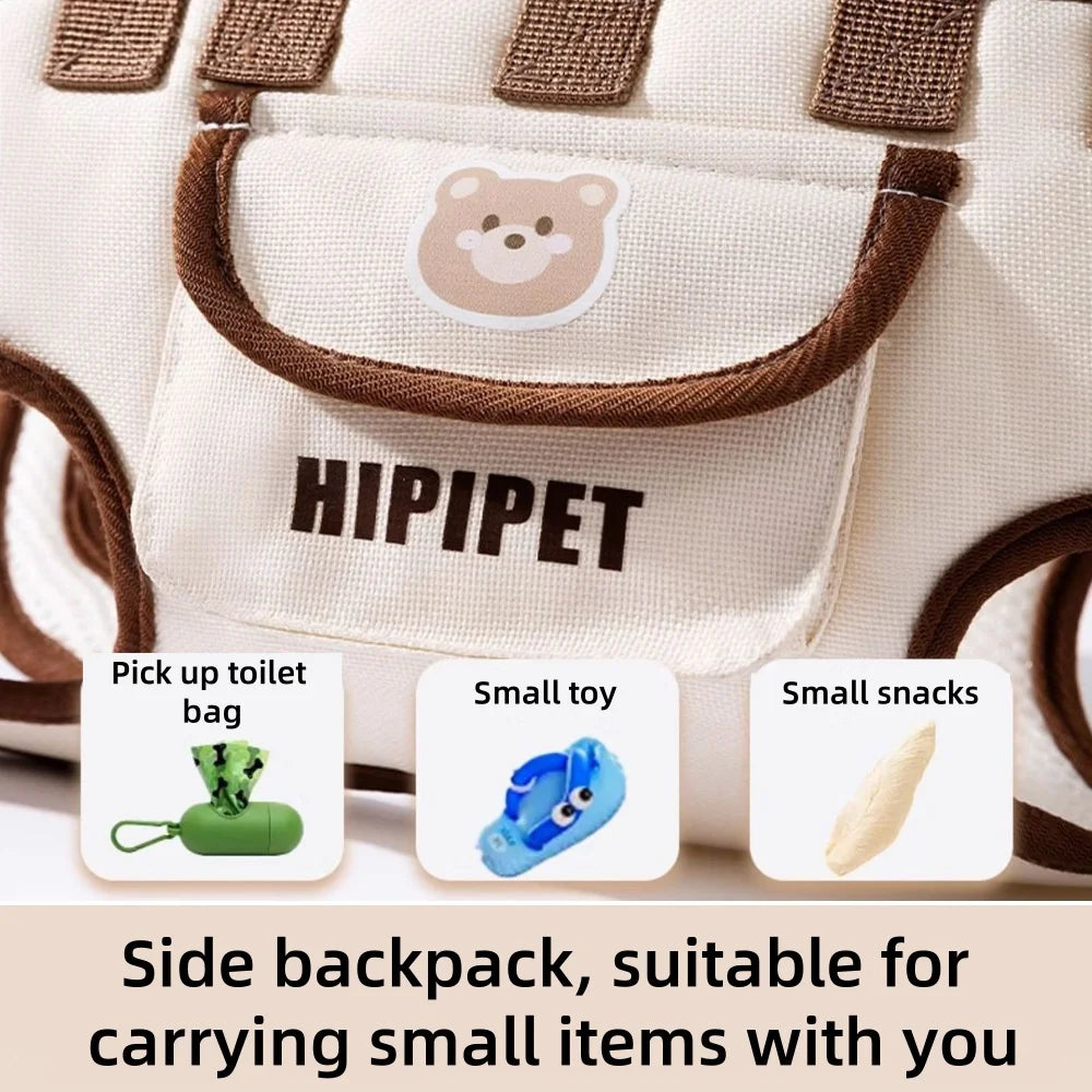 Portable Dog Backpack – Double-Shoulder Pet Carrier with Crossbody Strap