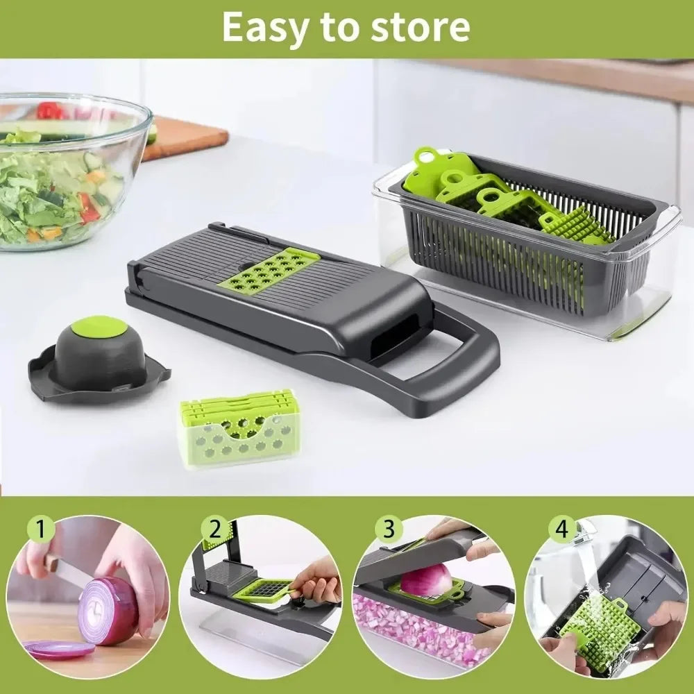 16-in-1 Vegetable Chopper – Multi-Function Slicer & Dicer