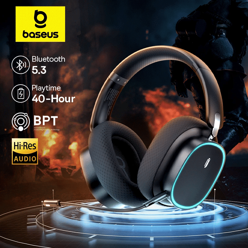 Baseus GH02 Wireless Gaming Headphones – Bluetooth 5.3 & RGB Lighting