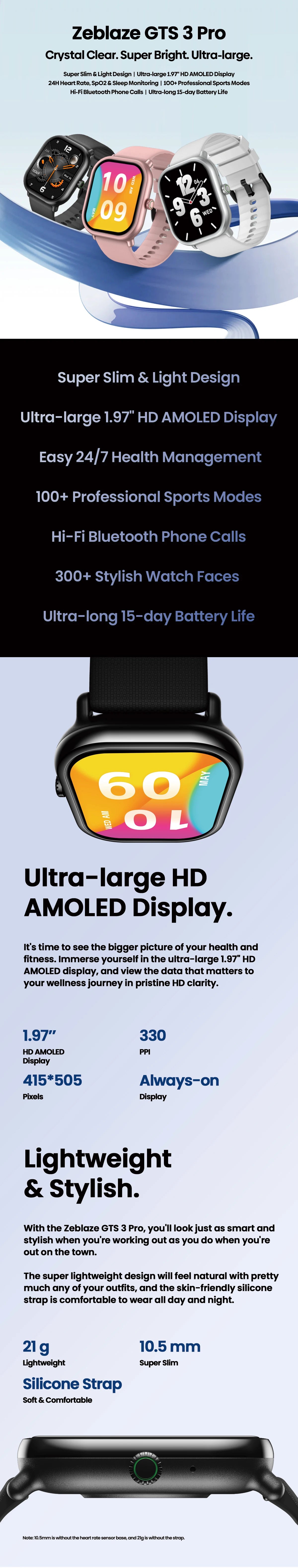 Zeblaze GTS 3 Pro – Smartwatch with AMOLED Screen & Health Monitor
