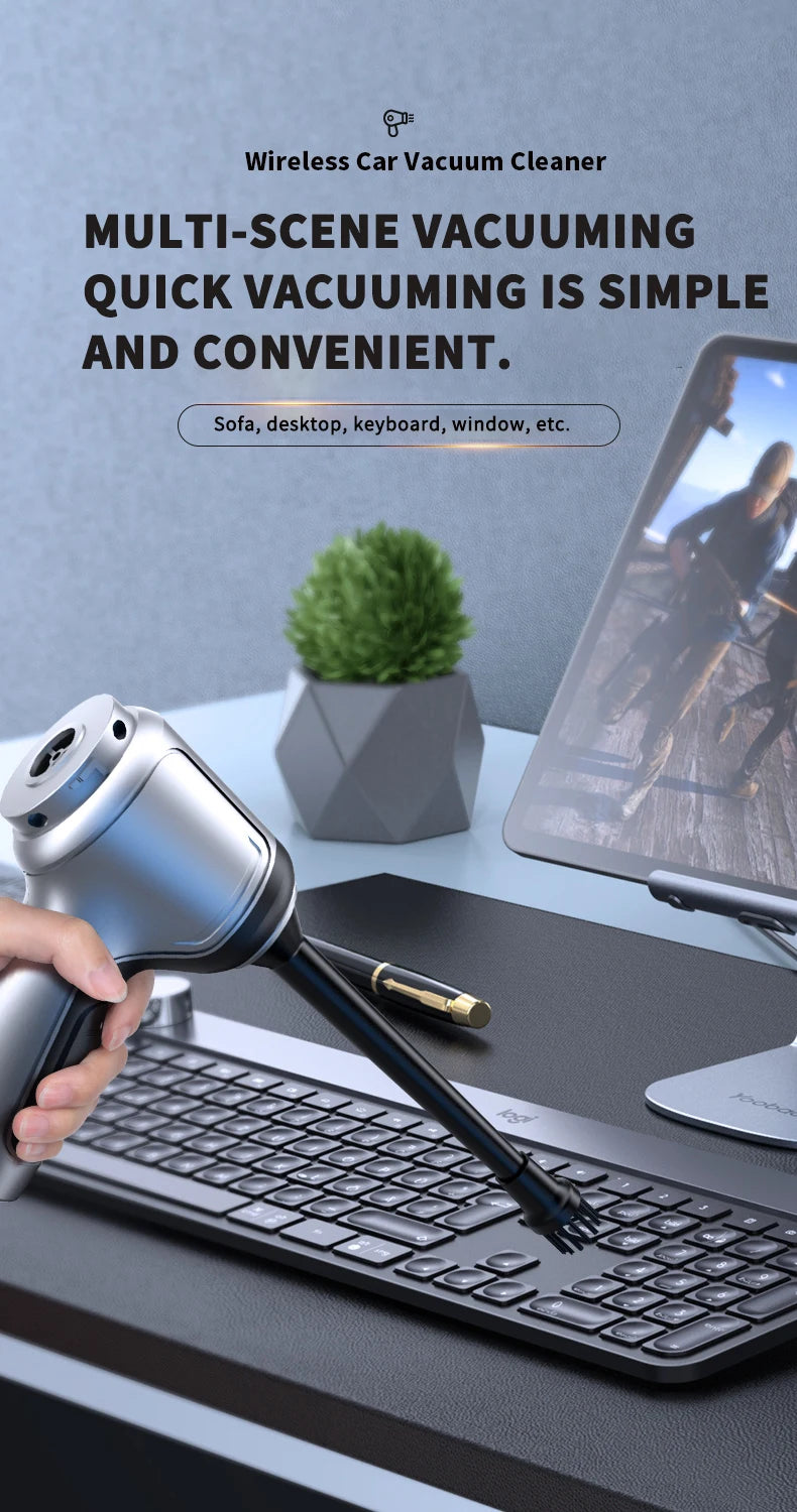 Portable Wireless Car Vacuum – 4-in-1 Handheld Cleaner for Home & Auto