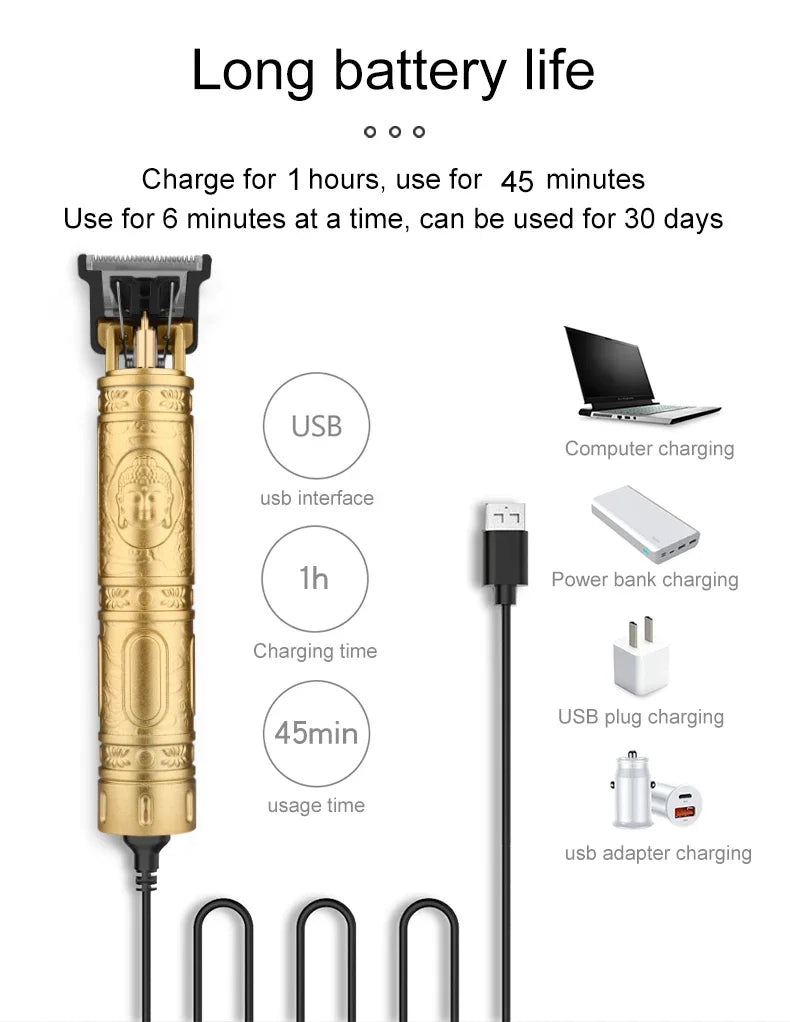 T9 Vintage Hair Trimmer – Cordless Rechargeable