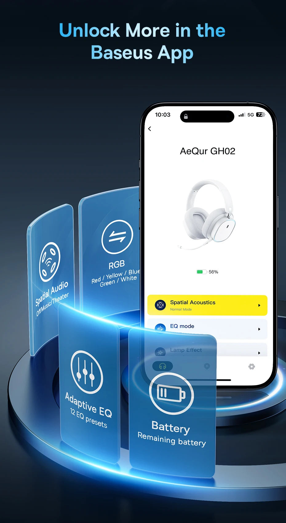 Baseus GH02 Wireless Gaming Headphones – Bluetooth 5.3 & RGB Lighting