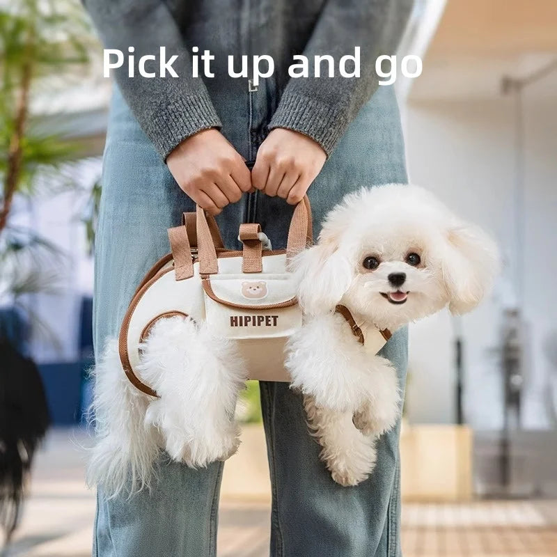 Portable Dog Backpack – Double-Shoulder Pet Carrier with Crossbody Strap