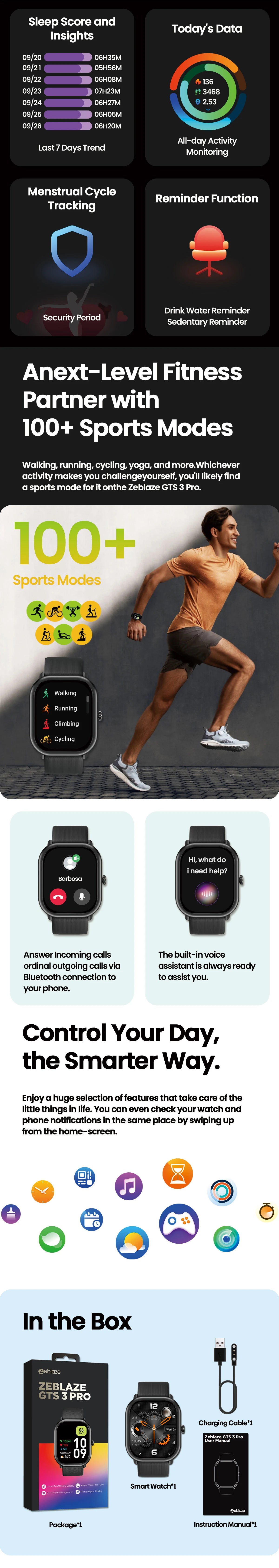 Zeblaze GTS 3 Pro – Smartwatch with AMOLED Screen & Health Monitor