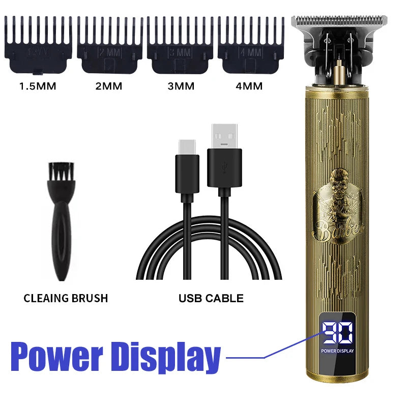 Electric Shaver Barber Vintage Hair Clipper Cordless Trimmer portable USB Fast Charging Hair Cutting Machine Professional Barber