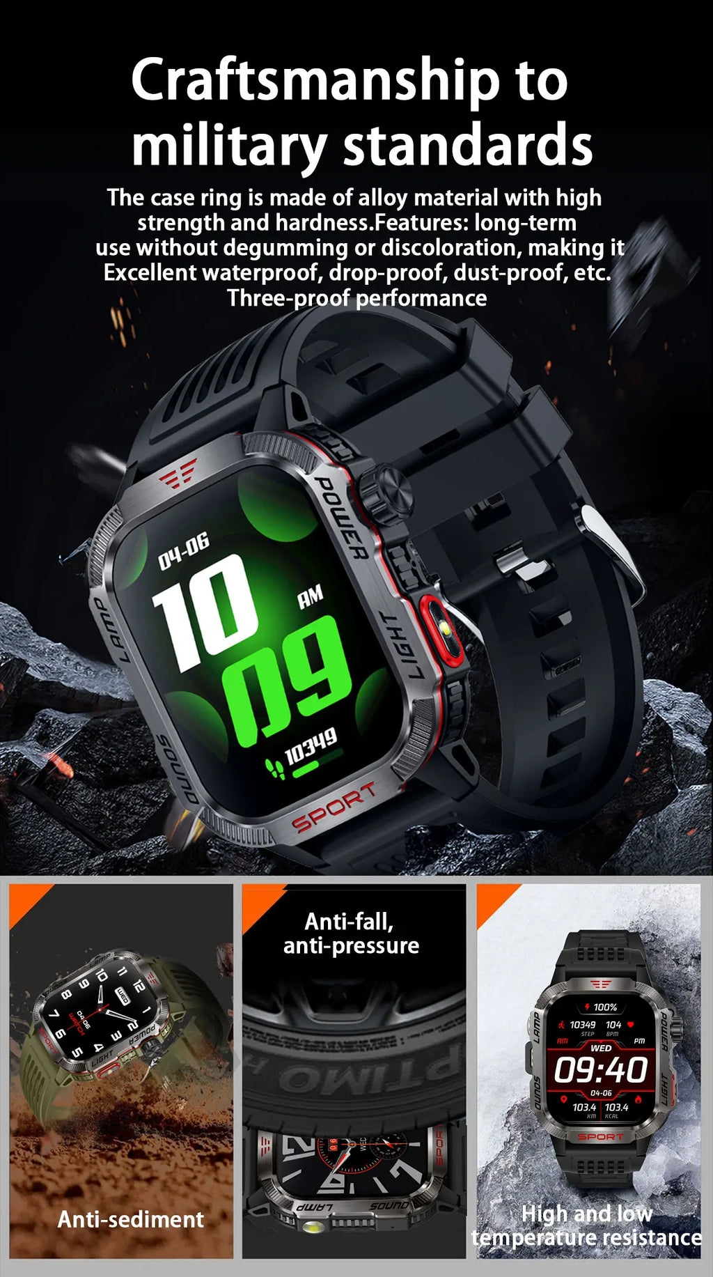Men’s Pro Smartwatch – Waterproof Design with Fitness & Call Features
