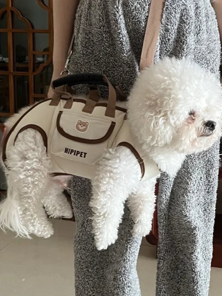 Portable Dog Backpack – Double-Shoulder Pet Carrier with Crossbody Strap