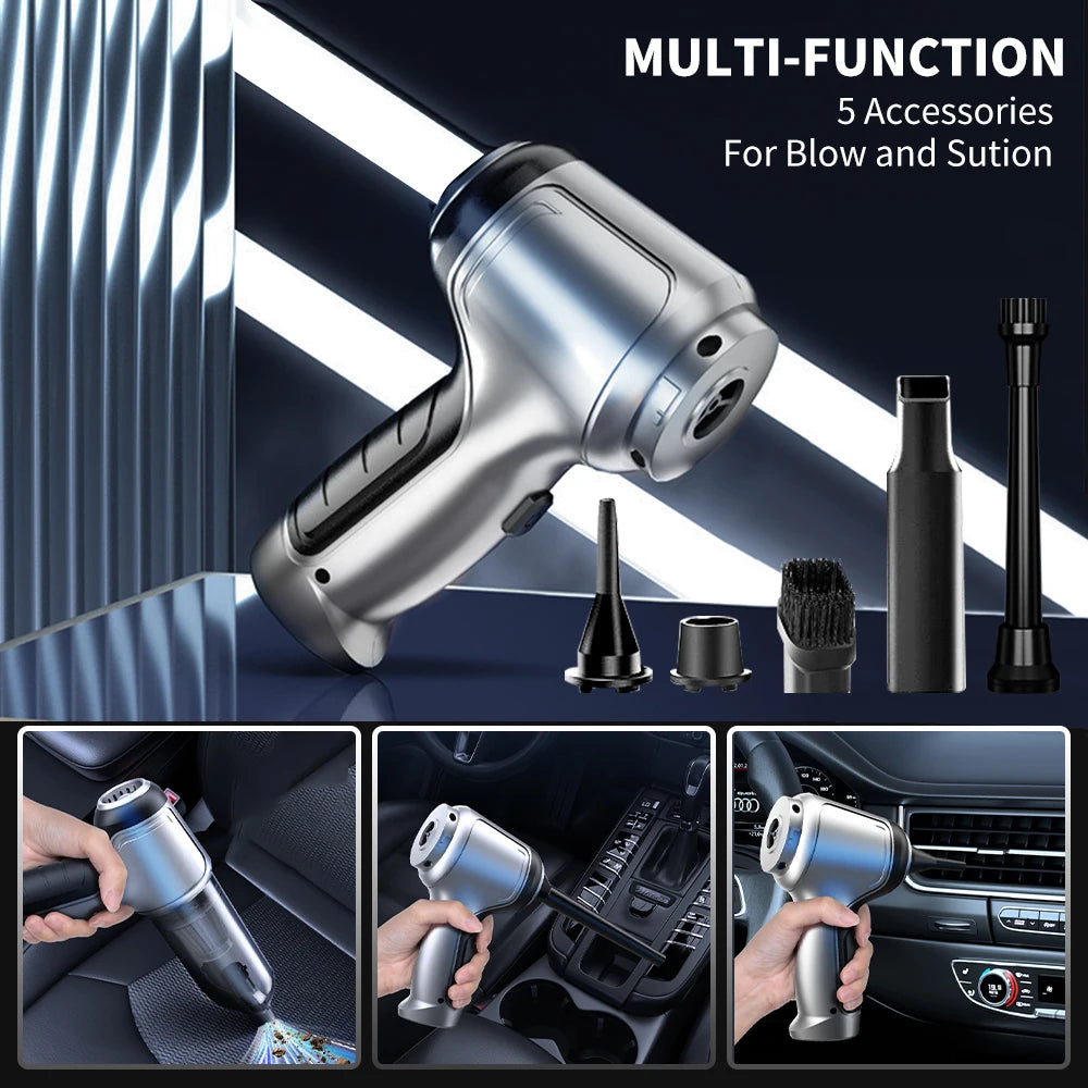Portable Wireless Car Vacuum – 4-in-1 Handheld Cleaner for Home & Auto