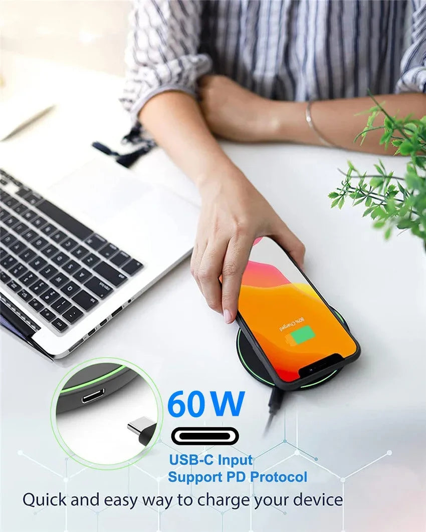 Fast Wireless Charging Pad – Compatible with iPhone & Samsung