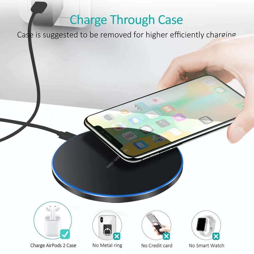 Fast Wireless Charging Pad – Compatible with iPhone & Samsung
