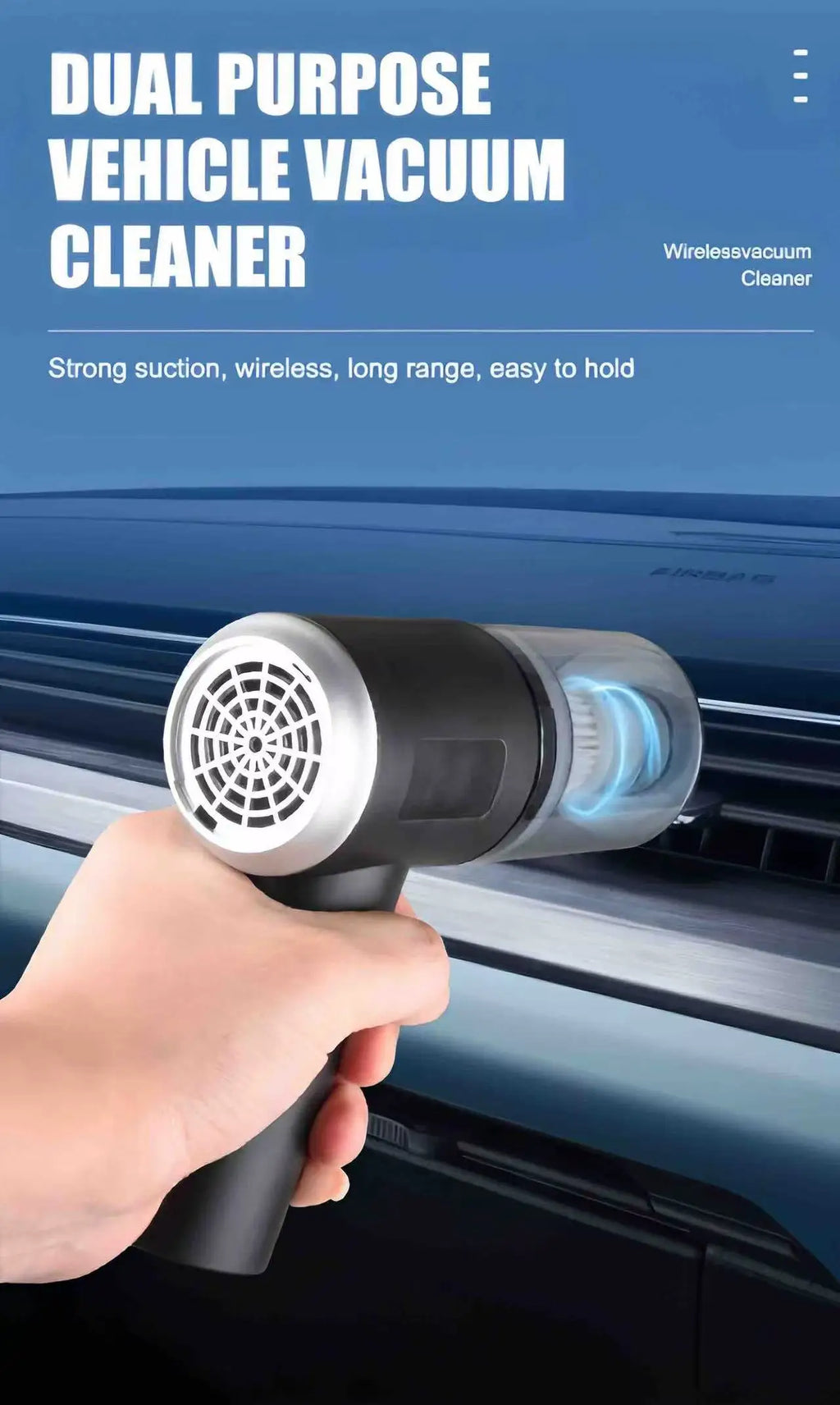 Handheld Car Vacuum Cleaner – Wireless, Dry & Wet Use