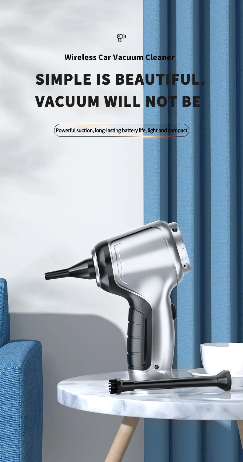 Portable Wireless Car Vacuum – 4-in-1 Handheld Cleaner for Home & Auto