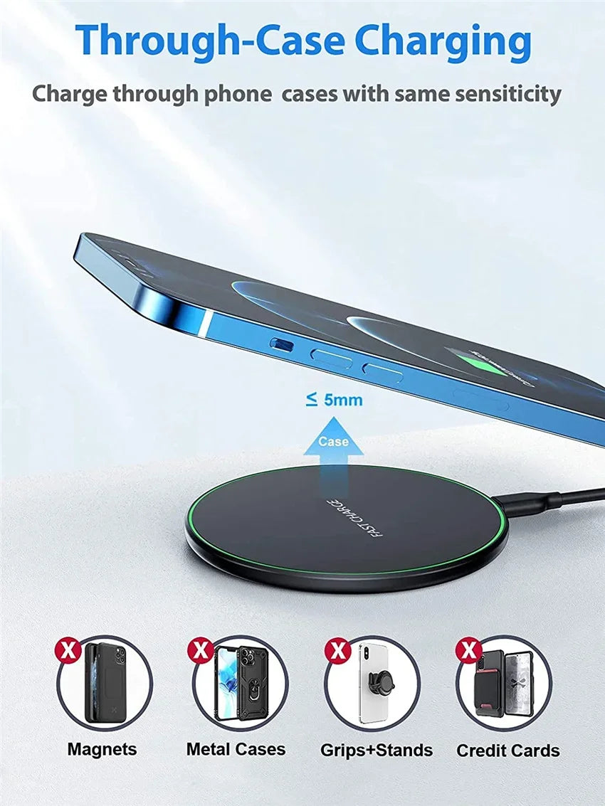 Fast Wireless Charging Pad – Compatible with iPhone & Samsung