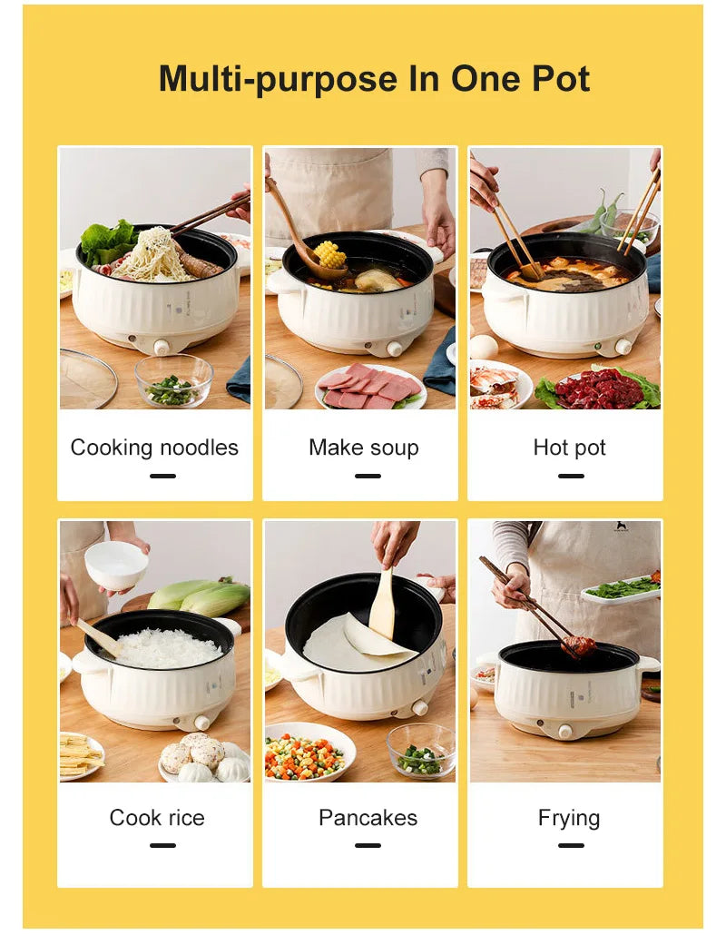 Compact Multi-Cooker – 220V Non-Stick Electric Pot for 1–2 Person Meals