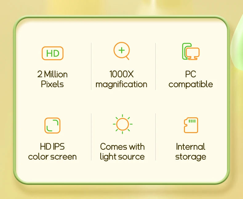 Mini Microscope for Kids – 2" Screen with 1000x Zoom, Educational Gift