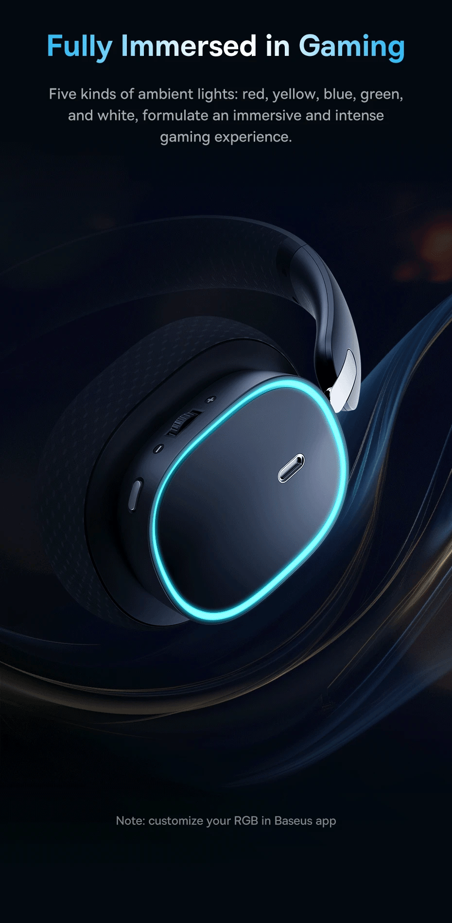 Baseus GH02 Wireless Gaming Headphones – Bluetooth 5.3 & RGB Lighting