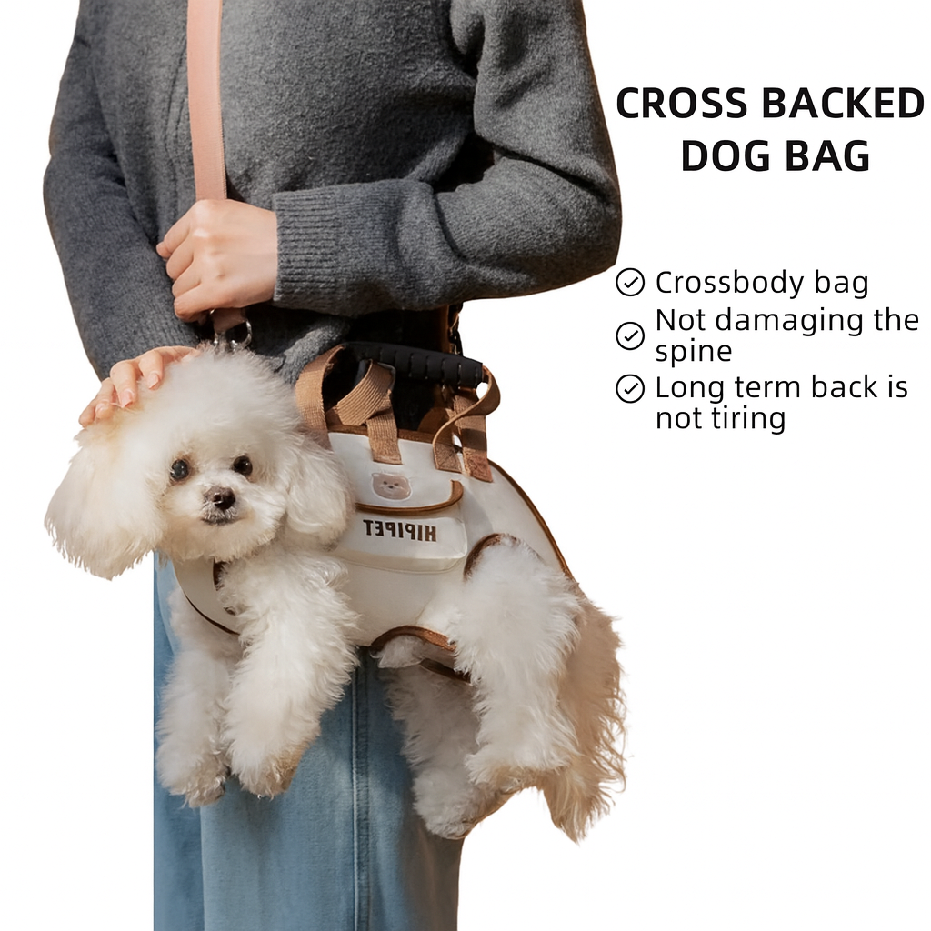 Portable Dog Backpack – Double-Shoulder Pet Carrier with Crossbody Strap