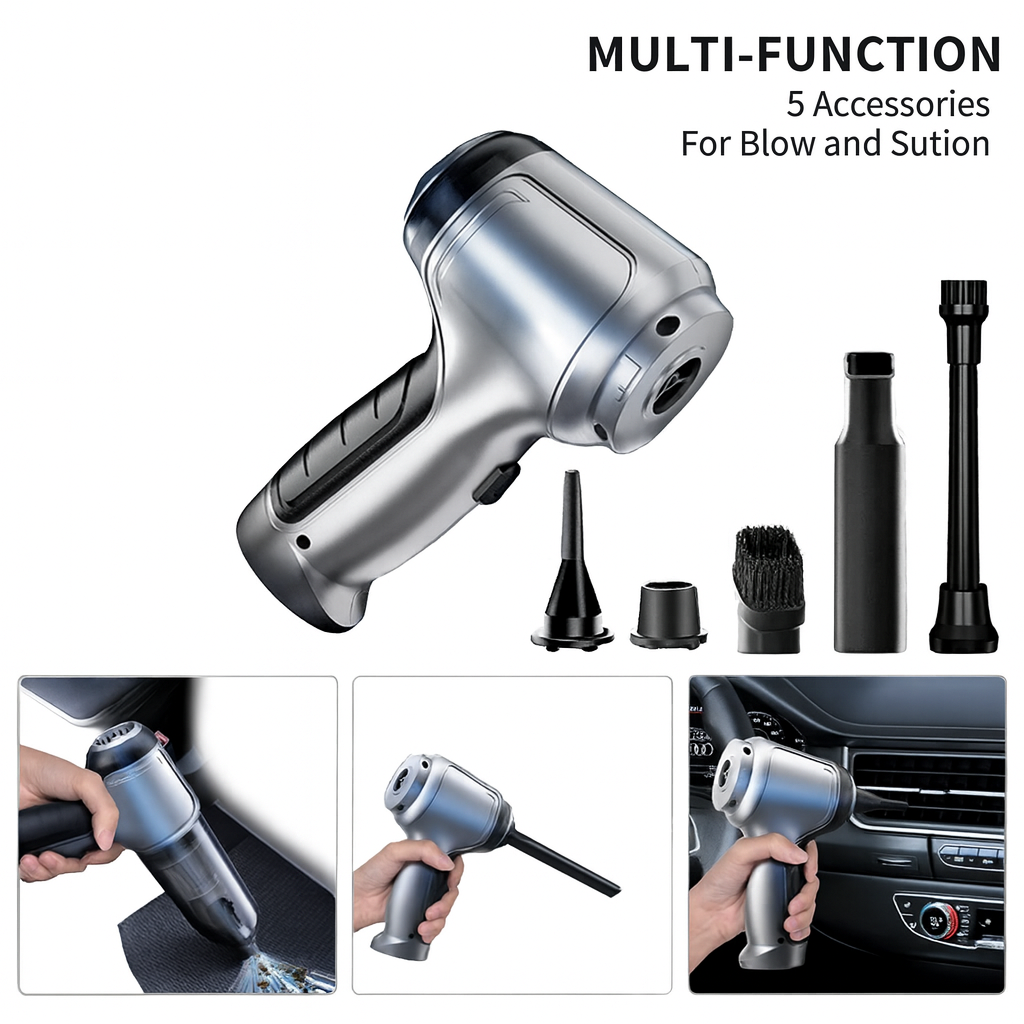 Portable Wireless Car Vacuum – 4-in-1 Handheld Cleaner for Home & Auto